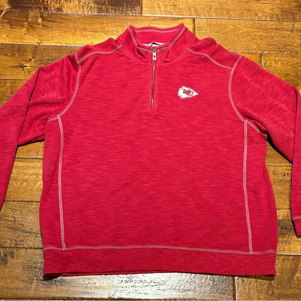 Tommy Bahama NFL Team Kansas City Chiefs Tobago Bay Half Zip Sweatshirt XXL Red
